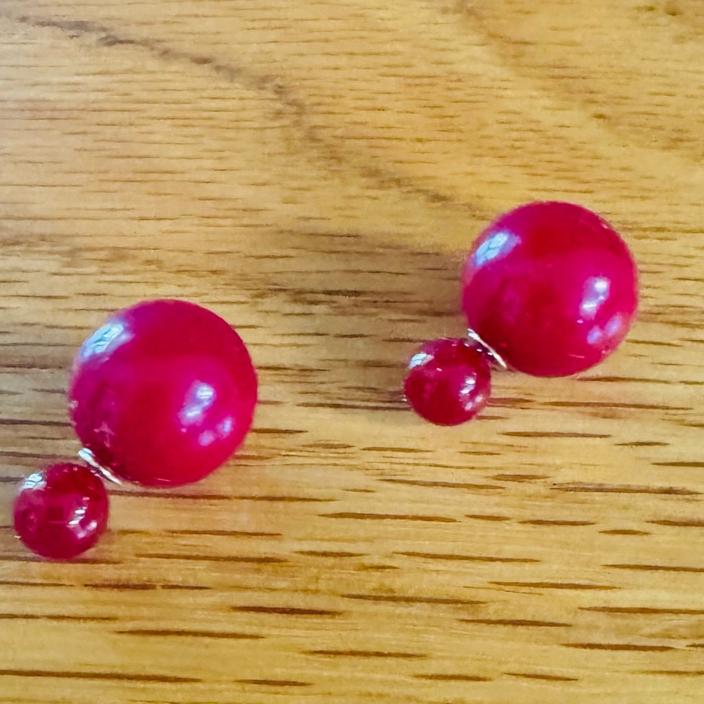 Elegant Red Bead Earrings